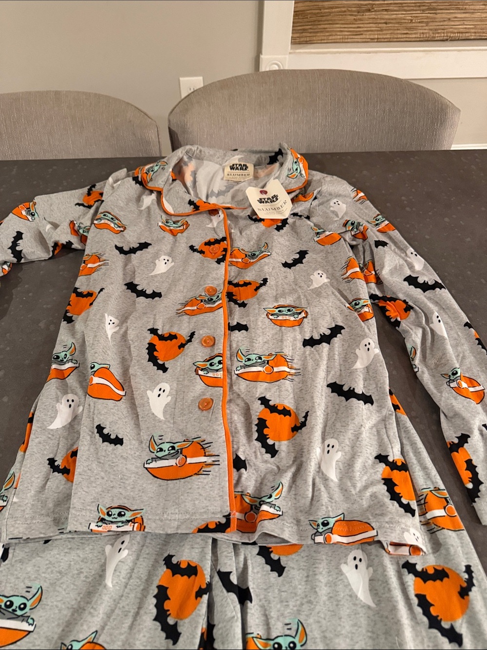 Star Wars Kids Grey & Orange Grogu Halloween Pajama Top